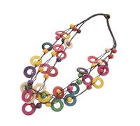 Ipetboom Bohemian Vintage Multilayer Geometric Coconut Shell Necklace Colorful Round Bead Pendant Jewelry for Women Boho Style Choker Suitable for Casual and Festival Wear