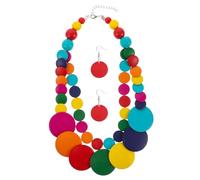 Ipetboom Bohemian Wooden Bib Choker Necklace Chunky Geometric Beads, Multi-layer Design for Women, Versatile Use for Daily Wear and Travel, Unique Ethnic Style