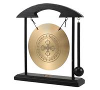 Ipetboom Brass Feng Shui Gong with Stand Unique Desktop Ornament for Home Office Decor Bringer of Luck and Prosperity Distinctive Asian Housewarming