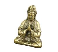 Ipetboom Brass Kannon Decor Guanyin Statue Ornament, Desktop Buddha Shaped Sculpture, Wear Resistant, Simple Japanese Office Decor for Home