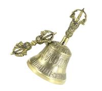 Ipetboom Brass Vajra Bell Large Hand Shaking Bell for Tibetan Buddhist Prayer and Rituals with Crisp Loud Sound to Enhance Meditation and Mind Awareness