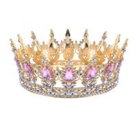 Ipetboom Bridal Rhinestone Crown - 1pc Vintage Alloy Tiara for Women Girls Chic Hair Accessories for Wedding Parties And Special Occasions - Pink Diamond