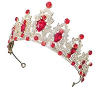Ipetboom Bridal Wedding Tiara Gold Red Crystal Crown Headdress Small Hair Accessory for Bride and Women Wedding Hair Accessories Birthday Cosplay Headwear