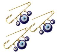 Ipetboom Brooch Pins Not Easy to Deform Alloy and Resin Material for 3pcs Turkish Blue Evil Eye Safe to Skin for Women for Matching with Bags or Clothes