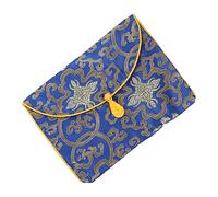 Ipetboom Buddhist Scriptures Bag and Music Books Storage Pouch 35x24cm Blue Embroidered Small Bible Organizer for Art Craft Storage and Travel