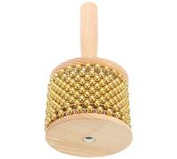 Ipetboom Cabasa Hand Percussion Wooden Handle Instrument for African Jazz Music Portable Shaker Musical Toy for Boys and Girls Metal Bead Cabasa for Cognitive Play