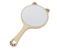 Ipetboom Cat Ear Handheld Makeup Mirror with Wooden Handle Portable Compact Cosmetic Mirror for Women Ergonomic Design for Travel and Daily Use Cute Decorative Vanity Accessory