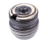 Ipetboom Ceramic Seasoning Pot Small Japanese Style Mustard Container for Sauces Sugar Salt Garlic Storage Food Grade Safe Kitchen Spice Holder Black