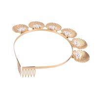 Ipetboom Chic Metal Shell Headband with Pearl Accent for Vacation and Daily Wear Skin Friendly Hairband for Womens Party Wedding School Work and Holiday Accessories
