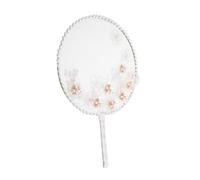 Ipetboom Chinese Embroidery Handheld Fan with Pearl Detail and Tassel Accent Lightweight Summer Paddle Fan for Wedding Party and Ancient Court Decor Elegant Portable
