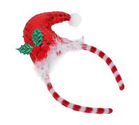 Ipetboom Christmas Headbands for Women and Red Pom Pom Cartoon Glitter Hat Hairband Festive Party Favor Hair Accessories Soft Flexible Holiday Hoop for Xmas Celebrations and Costume Parties
