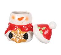 Ipetboom Christmas Snowman Ceramic Cookie Jar with Lid Airtight Candy Container Festive Biscuit Canister for Holiday Treats and Party Storage Stain-resistant Christmas Treat Case