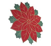 Ipetboom Christmas Themed Holly Leaf Placemat Decorative Embroidered Tabletop Mat for Holiday Parties Home and Wedding Dining Insulated Dish Mat for Restaurant Use