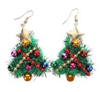 Ipetboom Christmas Tree Dangle Earrings for Women with Colorful Bell and Bow Pendant, Festive Xmas Earrings for Holiday Decoration