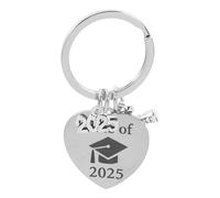 Ipetboom Class of 2025 Keepsake Novelty Keychains 2pcs Stainless Steel Lightweight Portable Elegant Design Silver Graduation Backpack Accessory for High School Seniors