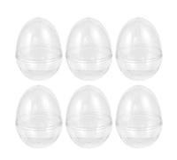 Ipetboom Clear Plastic Easter Eggs 6Pcs - Transparent Fillable Candy Boxes for Party Favors Wedding Baby Shower Birthday Decorations 3.5X2.8In Hollow Candy Storage