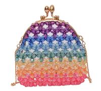 Ipetboom Colorful Beaded Crossbody Bag for Women Handmade Hollowed Out Pearl Purse with Tough Thread Compact for Cell Phone Wallet Key Rings Makeup Storage Shiny and Durable Design