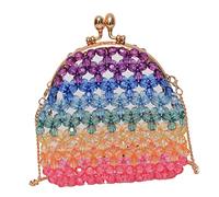 Ipetboom Colorful Hollowed Out Pearl Crossbody Bag for Women Bead Handbag Stylish Tote for Everyday Use Unique Multicolored Design Non Toxic Handmade