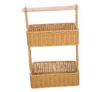 Ipetboom Creative Rattan-like Double Hanging Storage Basket for Bathroom Bedroom Desk Multifunctional Hyacinth Organizer for Cosmetics Snacks Fruit Vegetable Stylish Woven Bin for Elegant