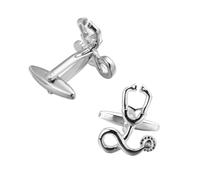 Ipetboom Creative Silver Stethoscope Cufflinks for Men and Women Fashion Shirt Sleeve Nail Design Formal Accessories for Weddings Business and Special Occasions