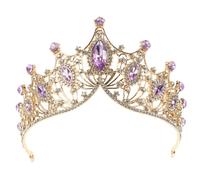 Ipetboom Crown Tiara for Women - Bride Crystal Rhinestone Head Tiara Princess Bridal Vintage Style Headpiece Hair Accessories for Halloween Christmas Queen Wedding Festival Party Prop - Purple
