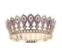 Ipetboom Crystal Bridal Crown Lightweight Rhinestone Tiara for Weddings Parties Birthdays Elegant Baroque Hair Accessory for Women Dazzling Purple Design