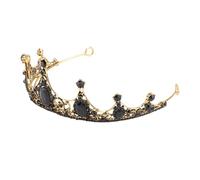 Ipetboom Crystal Crown Rhinestone Tiara Alloy Black Baroque Style Non-fading Non-deformation Headwear for Woman Bride Party Costume Festival Atmosphere