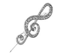 Ipetboom Crystal Musical Note Brooch Alloy Lapel Pin for Unisex Use at Weddings Concerts and Special Events Silver