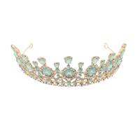 Ipetboom Crystal Rhinestone Bridal Crown with Green Crystals Lightweight Ergonomic Wedding Tiara for Bride Versatile Hair Jewelry for Birthday Prom and Themed Photoshoots