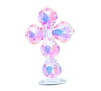 Ipetboom Crystal Standing Crucifix Figurine Elegant Religious Ornament for Tabletop Home Decor Catholic Prayer Symbol Decorative Gift