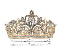 Ipetboom Crystal Wedding Tiara Royal Queen Crown Headband Rhinestone Princess Headpieces Hair Accessories for Bridal Birthday Party