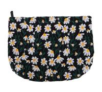 Ipetboom Daisy Floral Embroidery Makeup Bag Lightweight Travel Cosmetic Pouch for Women Stylish Toiletry Organizer with Efficient Storage for Daily Use and Business Trips