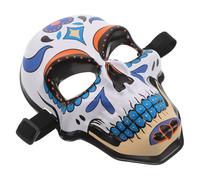 Ipetboom Day of The Dead Skeleton Mask for Women and Men, Blue Painted Skull Carnival Mask with Elastic Band, Mexican Masquerade Party and Halloween Costume Accessory