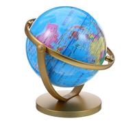 Ipetboom Decorative Globe for Desk with Blue Finish and Gold Stand Sturdy World Map Ornament with English Labels for Home Office Study Fade Resistant Geography Learning Aid and Living Decor