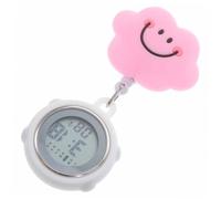 Ipetboom Digital Nurse Watch Clip with Silicone Stretch Band, Electronic Pocket Fob Watch with Alarm for Healthcare Professionals, Cloud Pattern Design for Use