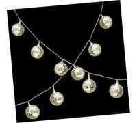 Ipetboom Disco Ball LED String Lights 10 Lamp Beads Glass Decorative Lighting with Remote for Night Scenes and Home Use, Battery Operated with Warm Atmosphere, Ip42 Certified