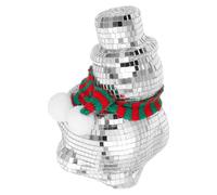Ipetboom Disco Mirror Ball Snowman Ornament with Knitted Scarf Polyester and Glass Christmas Decor Reflective Mosaic Tabletop Centerpiece for Office and Holiday Decorations