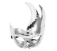 Ipetboom Disco Silver Glitter Mirror Masquerade Face Cover Lightweight Reflective Carnival Party Accessory for Halloween Birthday Club Dj Prom Ball
