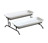 Ipetboom Double-Layer Detachable Cake Stand Matte White Dessert Tiered Tray for Cakes, Cupcakes, and Fruit Display - Multi-use Snack and Dried Fruit Serving Platter for Parties and Home