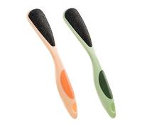 Ipetboom Double-Sided Foot File Set of 2 Long Handle Pumice Stone Foot for Dead Skin Removal Assorted Colors Toast Orange Green for Pedicure