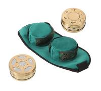 Ipetboom Dual Chamber Copper Moxibustion Box Set Portable Acupuncture Moxa Burner Holder with Carry Belt for Neck Waist Knee Relief Traditional Therapy Kit