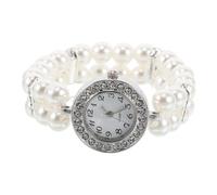 Ipetboom Elegant Elastic Pearl Bracelet with Double Rows and Rhinestones for Women Stretch Beaded Jewelry for Christmas Parties Vintage Fashion Special Occasions