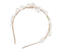 Ipetboom Elegant Faux Pearl Wedding Headband with Beaded Flower Accents Rhinestone Bridal Hair Accessory for Brides and Flower Princess Style Wedding Headpieces for Women