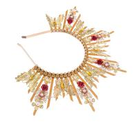 Ipetboom Elegant Jeweled Bridal Wedding Crown Headpiece for Women Lightweight Queen Tiara Hairband for Cosplay Birthday Parties Photoshoots European Style