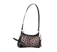 Ipetboom Elegant Leopard Print Bow Shoulder Crescent Bag for Women Stylish PU Underarm Handbag with Multiple Compartments Versatile for Casual Social Work Events