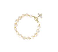 Ipetboom Elegant Pearl Bracelet for Women with Imitation Pearls and Copper, Featuring Delicate Beaded Design and Golden Tone, for Office or Dating, Stylish Wristband Decor