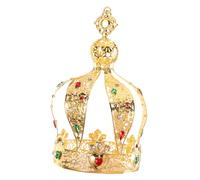 Ipetboom Elegant Pearl Tiara Crown Cake Topper with Hollow Lace Design Crystal Inlay Birthday Party Supply Wedding Dessert Decoration Princess Style for Bridal Shower and Royal Themed Cakes