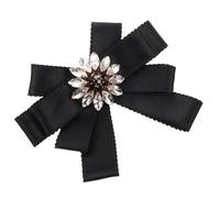 Ipetboom Elegant Rhinestone Bowknot Lapel Pin with Secure Pin Mechanism Stylish Ribbon Brooch for Women Black Shirt Collar Accessory Stable Structure for Daily Wear and Holiday Occasions