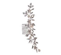 Ipetboom Elegant Rhinestone Bridal Headdress Hair Accessory Shiny Floral Leaf Comb for Weddings Parties Dances and Everyday Life