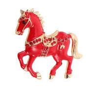 Ipetboom Elegant Rhinestone Horse Brooch Pin with Enamel Finish, Alloy Material, Wearresistant Design for Formal Gatherings and Evening Events, Year the Horse Zodiac Blessing Jewelry